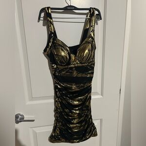 Y2K gold scrunch butt clubbing dress‎ size L